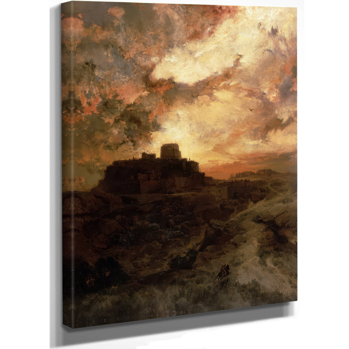 Sunset Pueblo Del Walpe By Thomas Moran