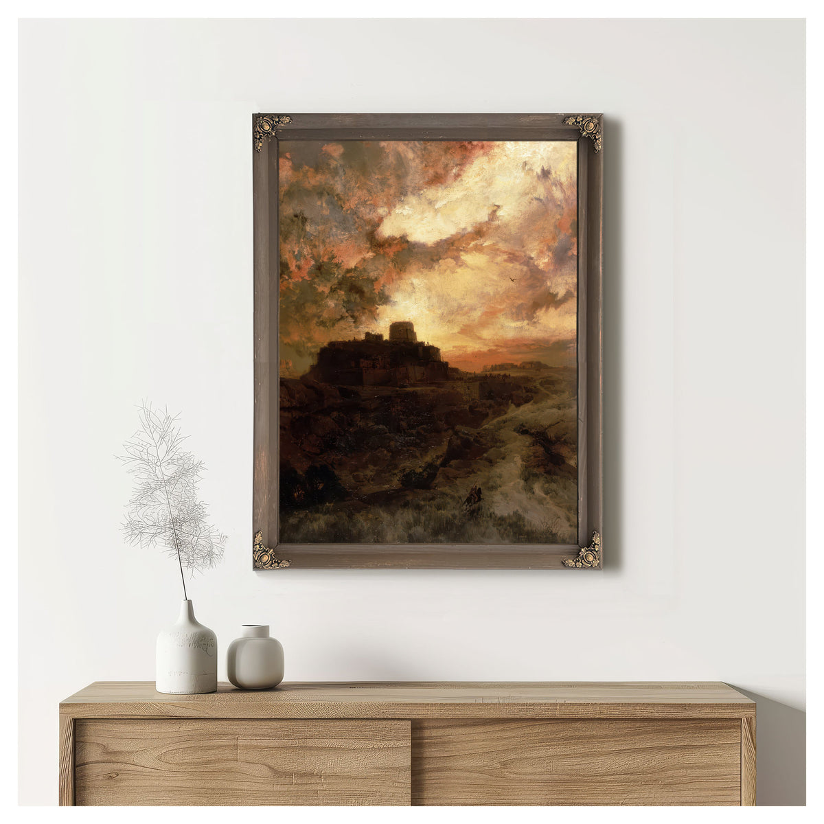 Sunset Pueblo Del Walpe By Thomas Moran