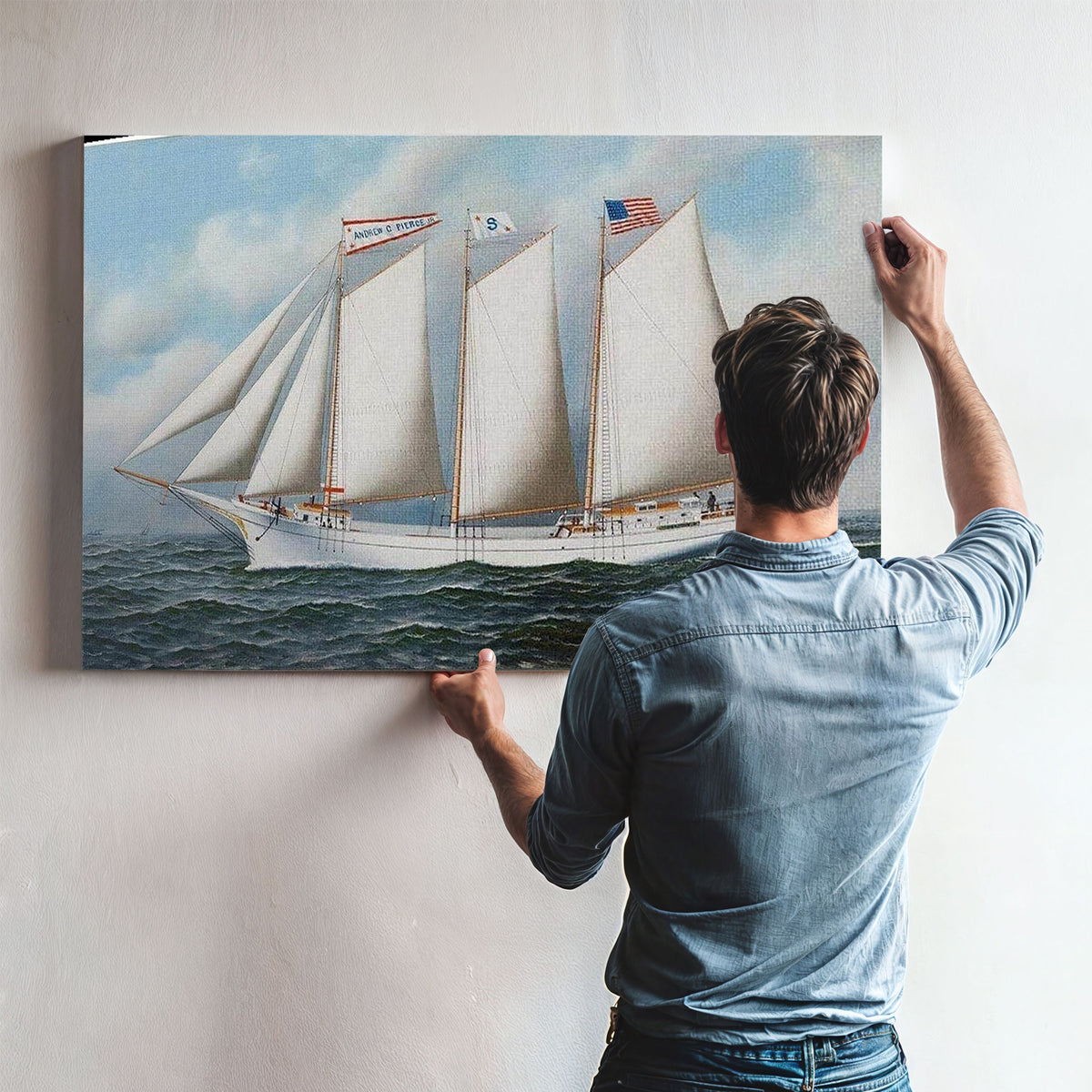 Three Masted Schooner Andrew C. Pierce 1905 By Antonio Jacobsen