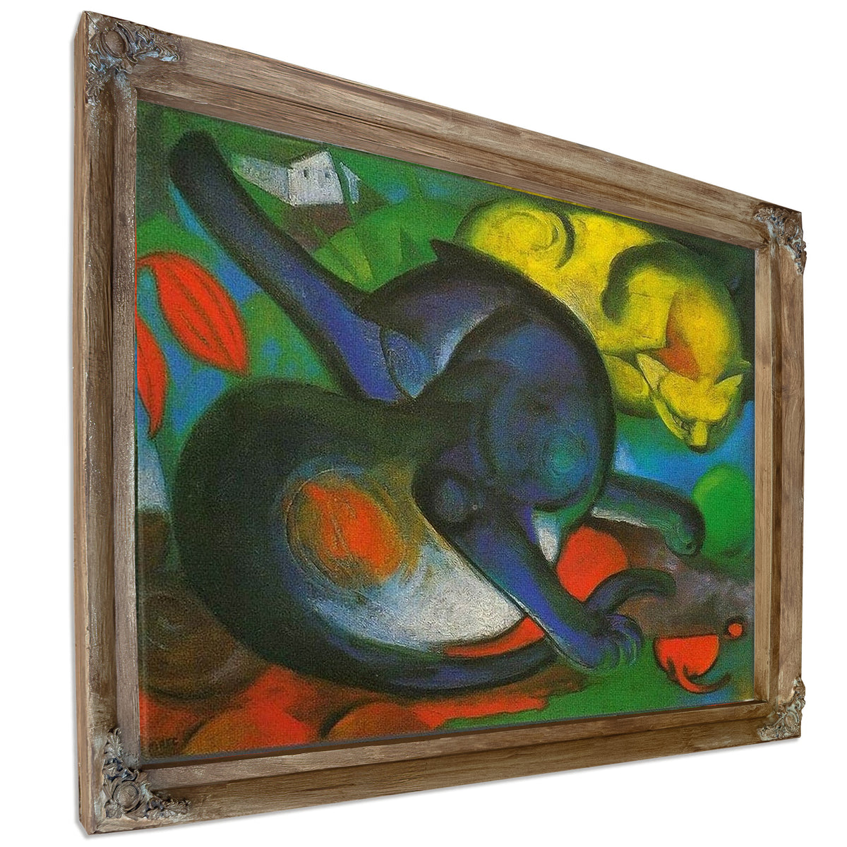 Two Cats Blue And Yellow By Franz Marc
