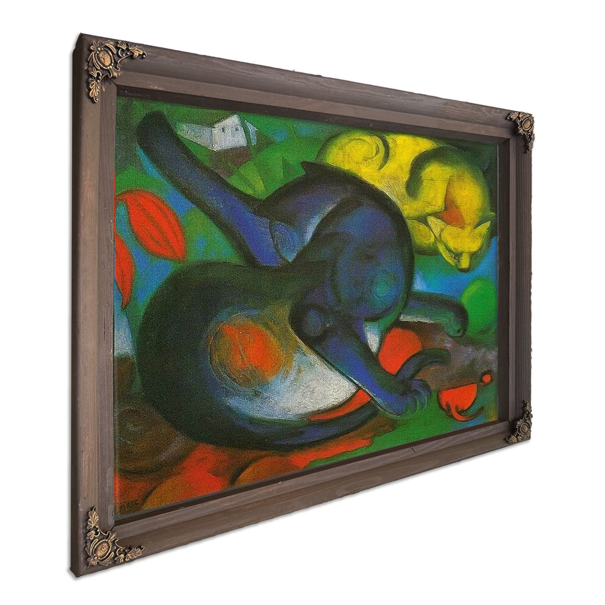 Two Cats Blue And Yellow By Franz Marc