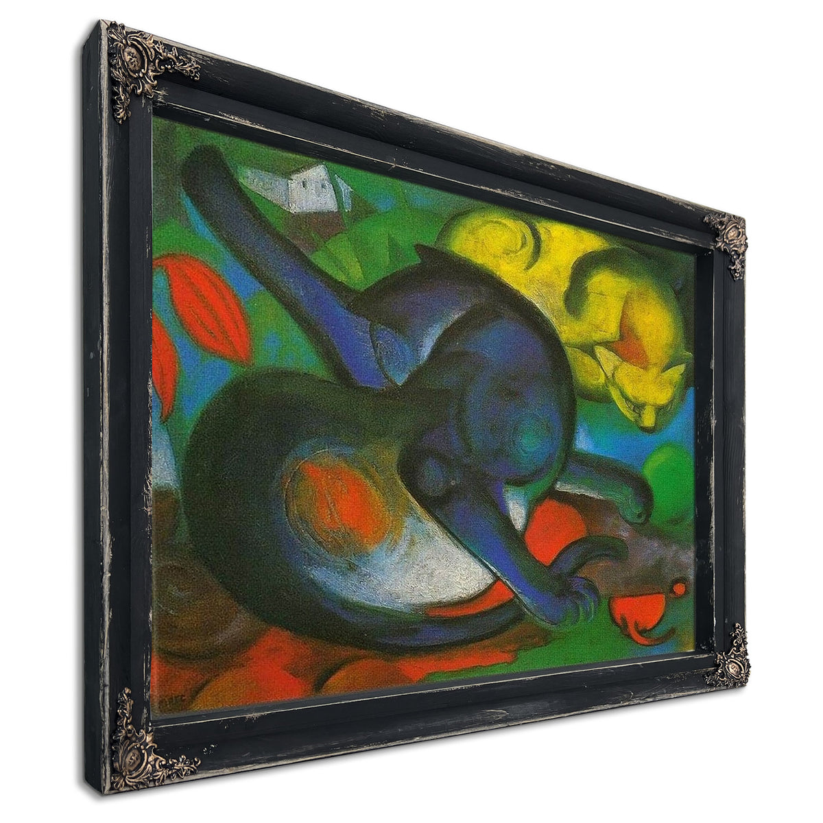 Two Cats Blue And Yellow By Franz Marc
