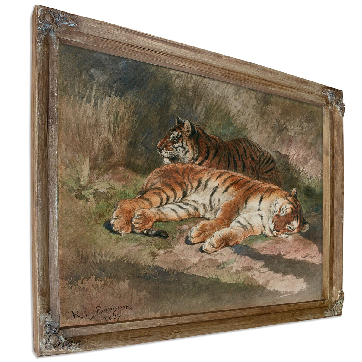 Two Recumbent Tigers by Rosa Bonheur