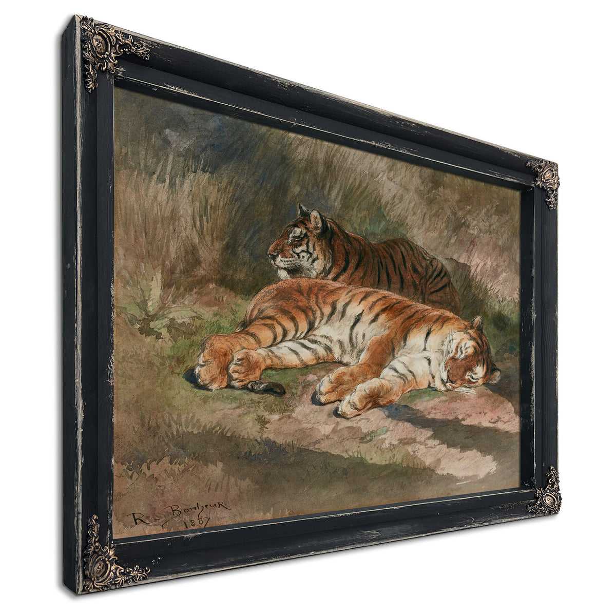 Two Recumbent Tigers by Rosa Bonheur