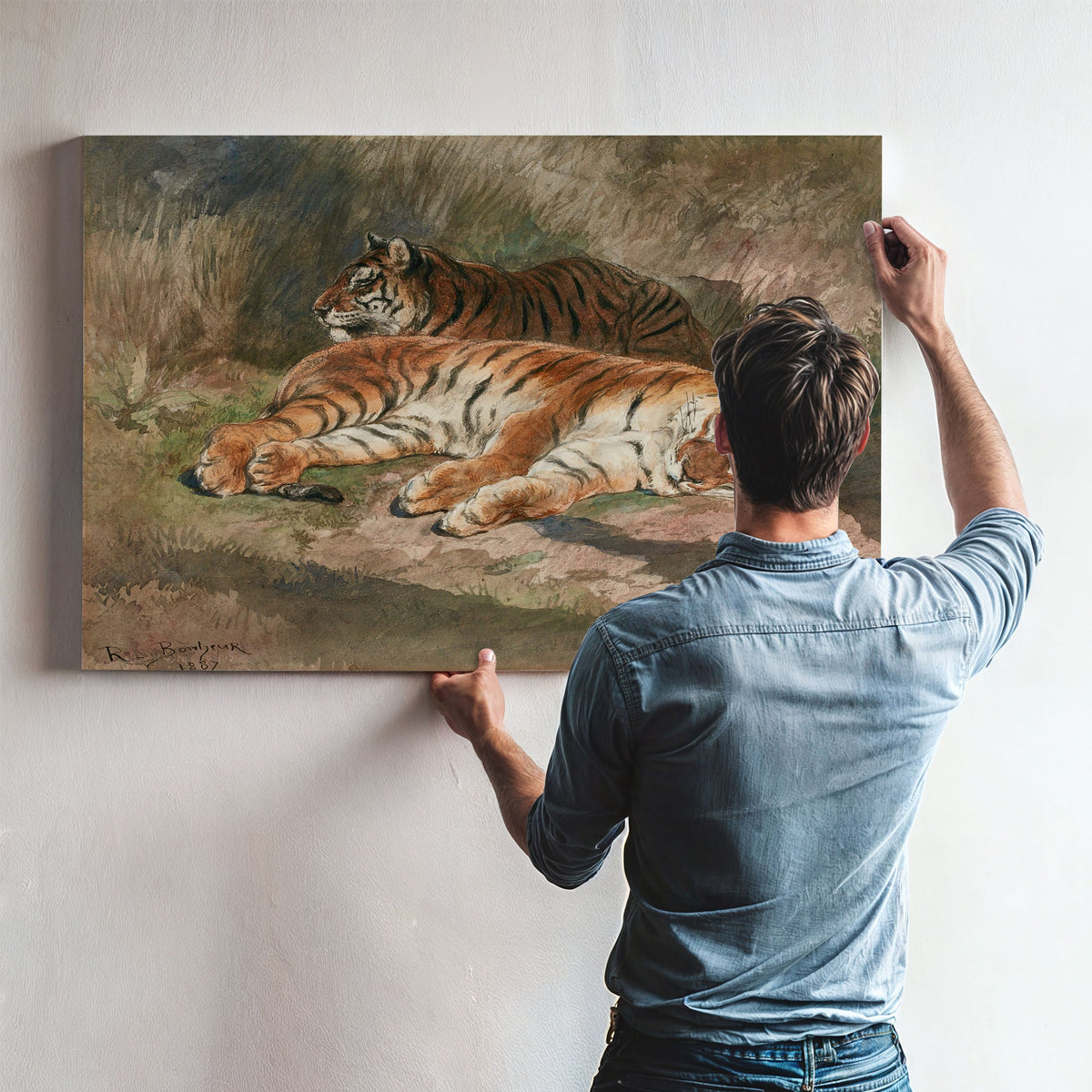 Two Recumbent Tigers by Rosa Bonheur