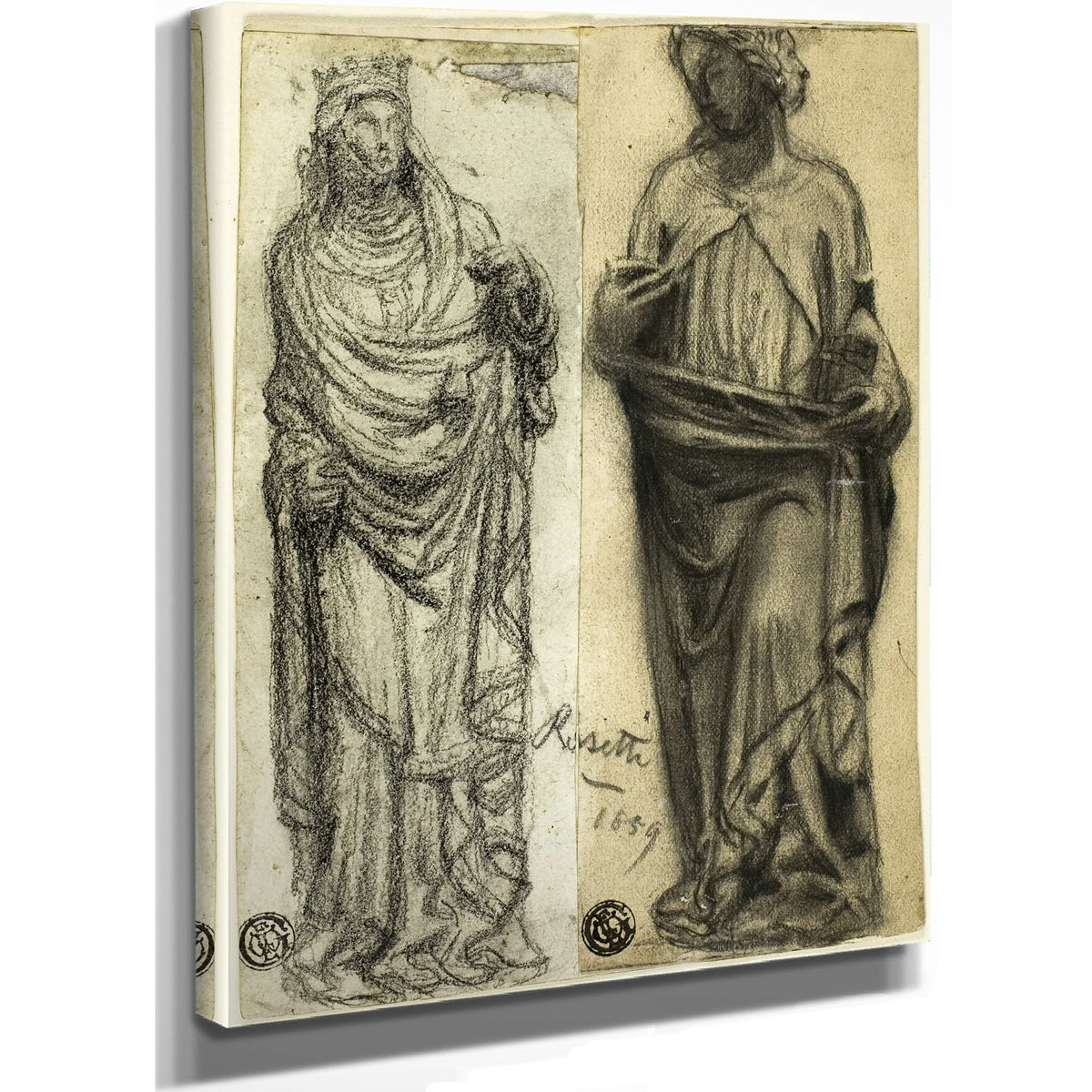 Two Studies Of Medieval Sculpture by Dante Gabriel Rossetti