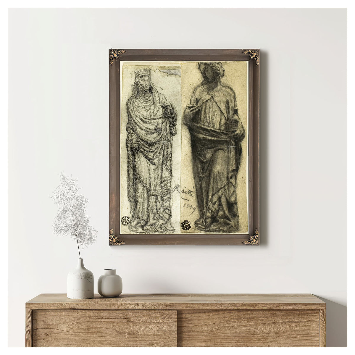 Two Studies Of Medieval Sculpture by Dante Gabriel Rossetti