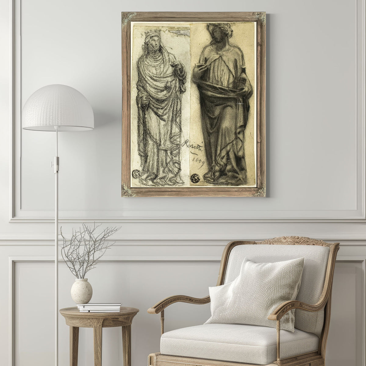 Two Studies Of Medieval Sculpture by Dante Gabriel Rossetti