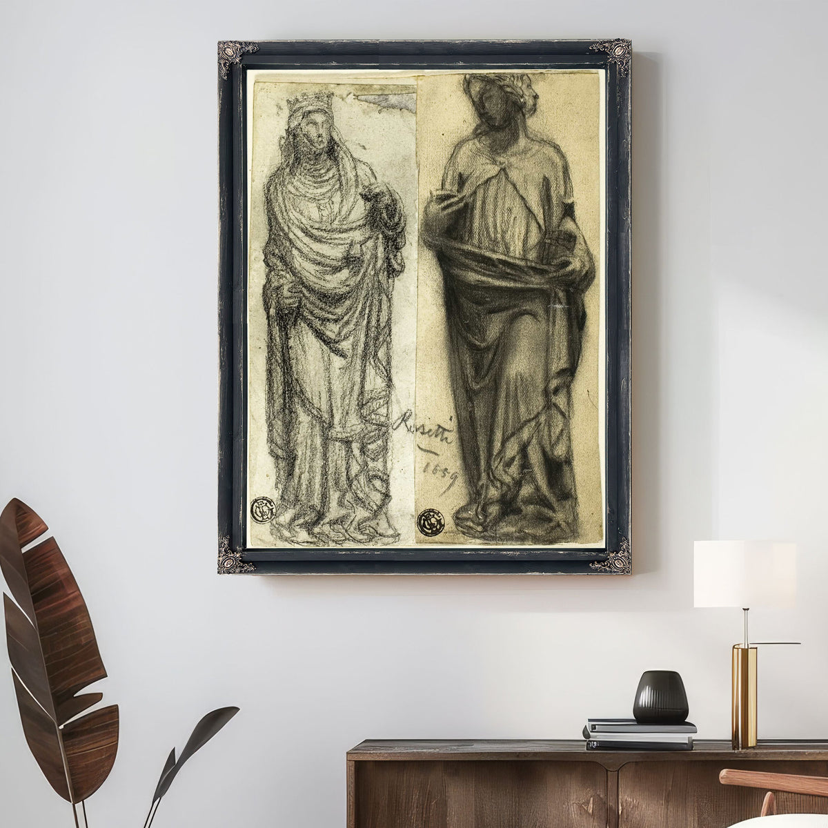 Two Studies Of Medieval Sculpture by Dante Gabriel Rossetti