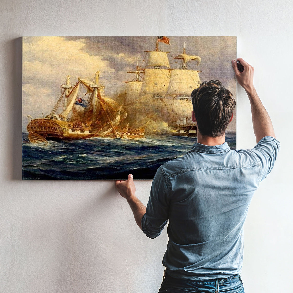 USS Constitution vs HMS Guerriere By Anton Otto Fischer