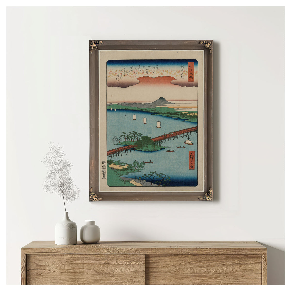 Evening Glow Seta the Series Eight By Utagawa Hiroshige
