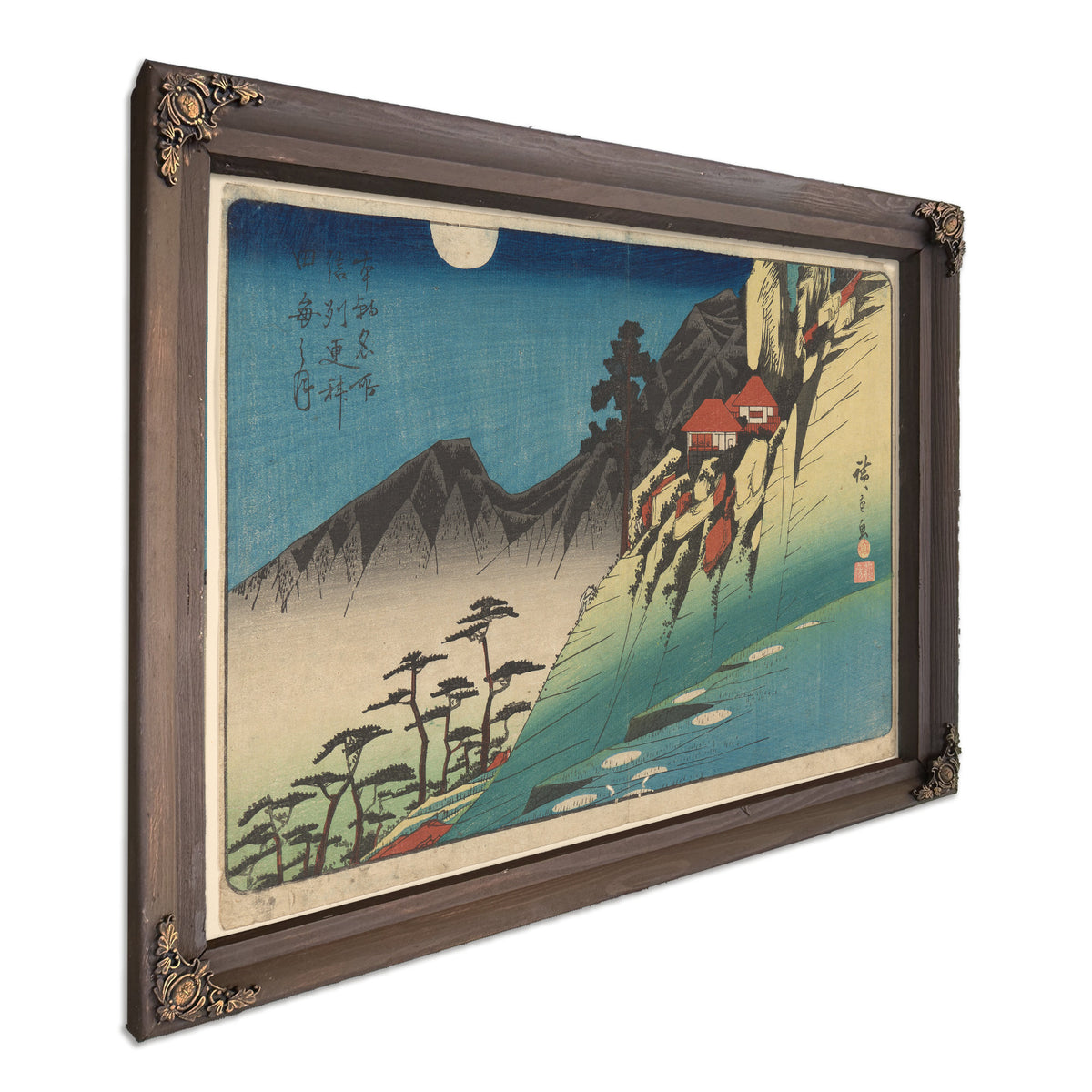 Hillside Houses Dark Mountains By Utagawa Hiroshige