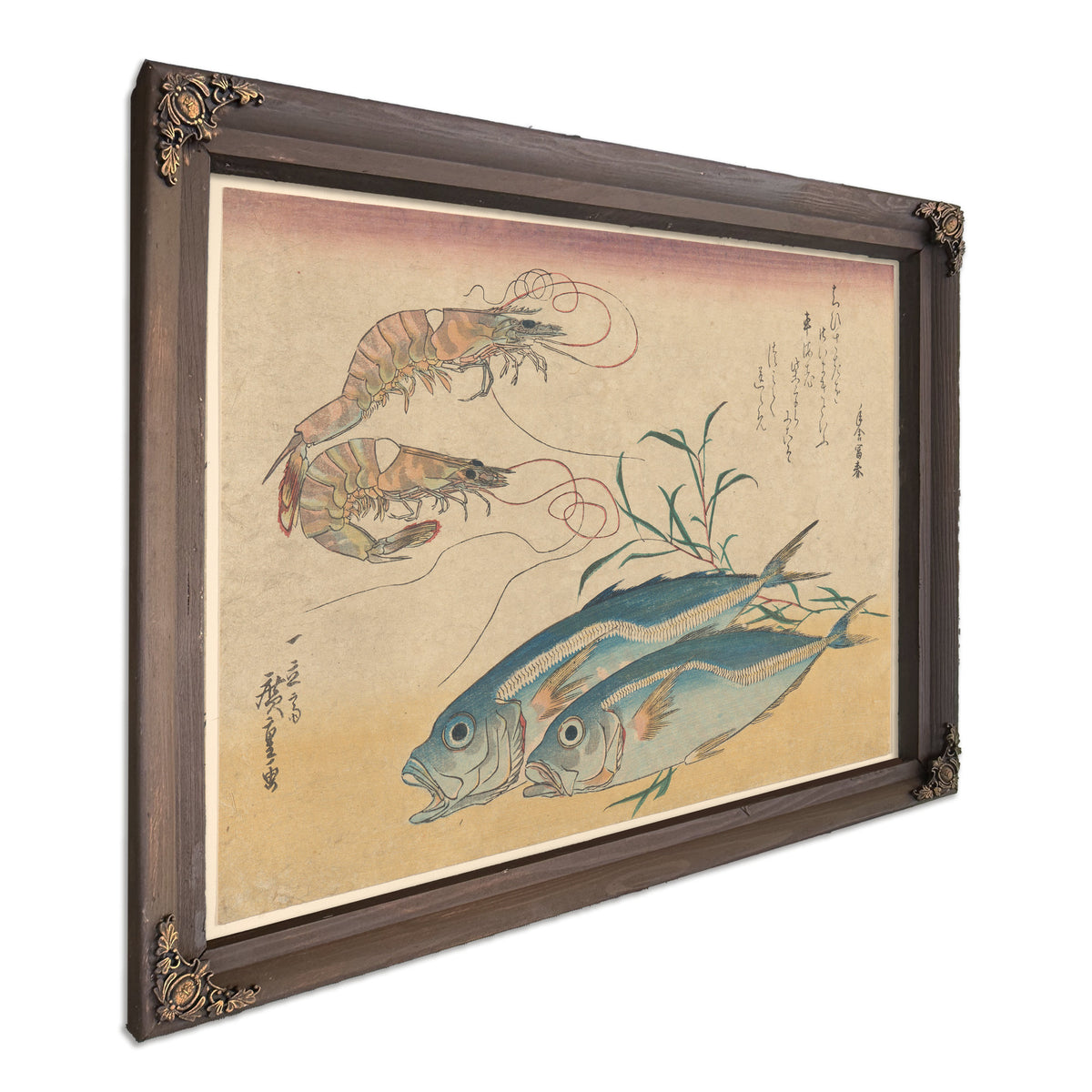 Kuruma Ebi Aji Prawns Horse Mackerel By Utagawa Hiroshige