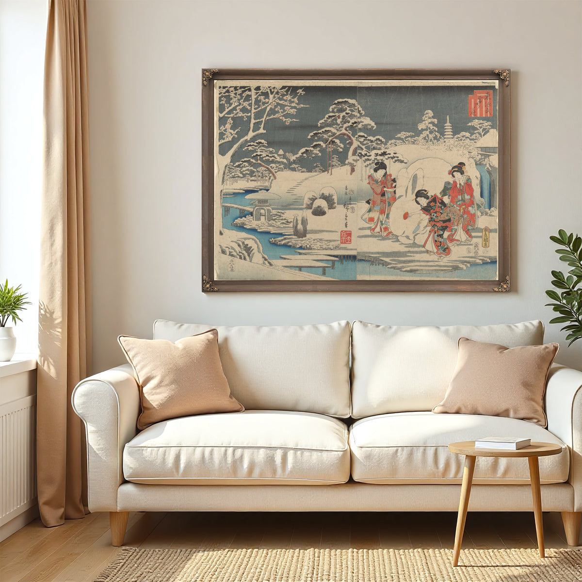 Three Women Making Snow Rabbit a By Utagawa Hiroshige