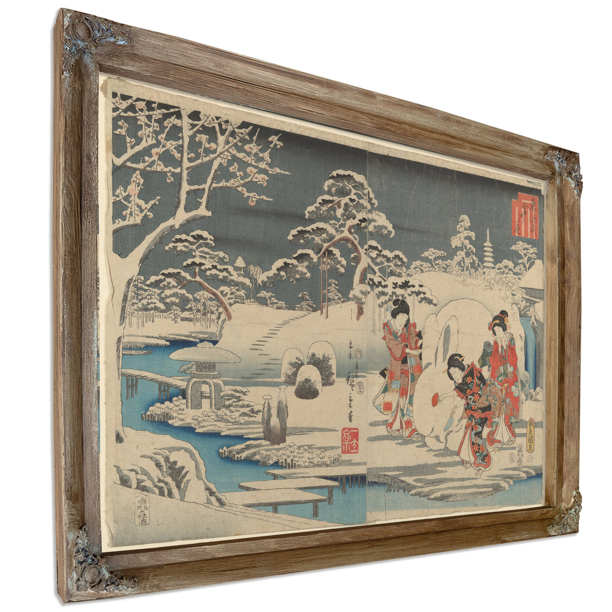 Three Women Making Snow Rabbit a By Utagawa Hiroshige