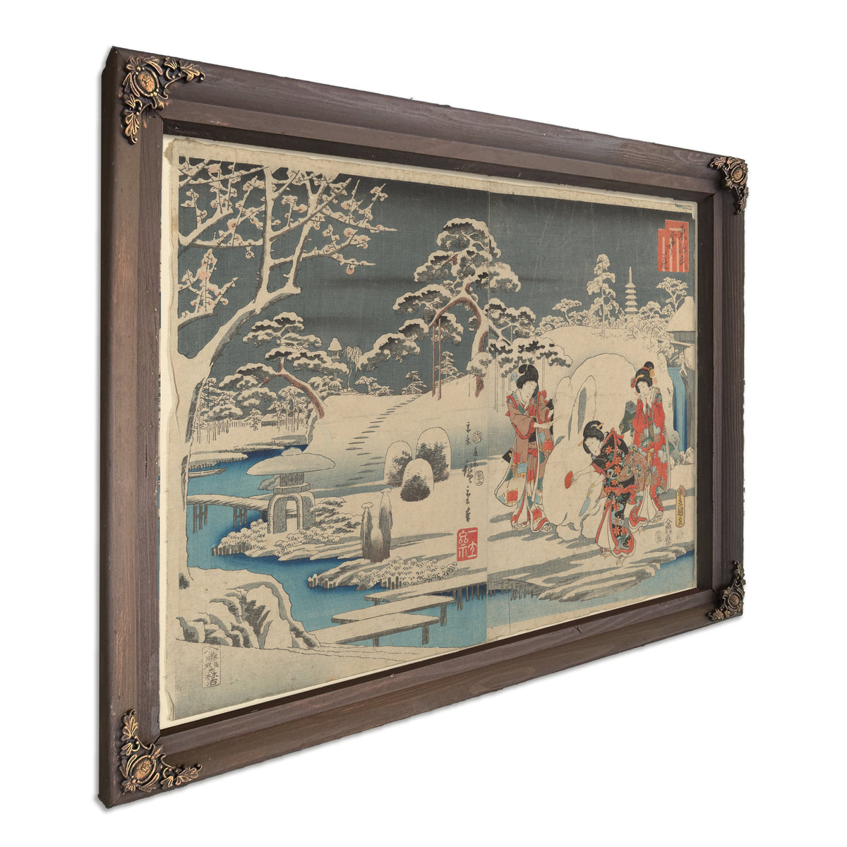Three Women Making Snow Rabbit a By Utagawa Hiroshige