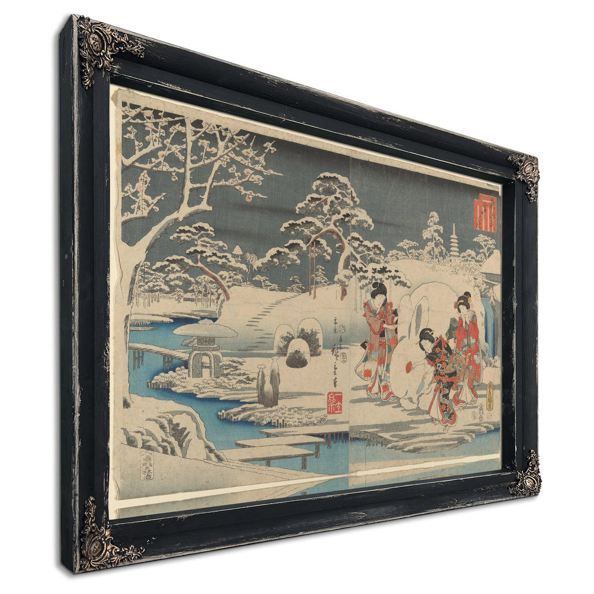 Three Women Making Snow Rabbit a By Utagawa Hiroshige