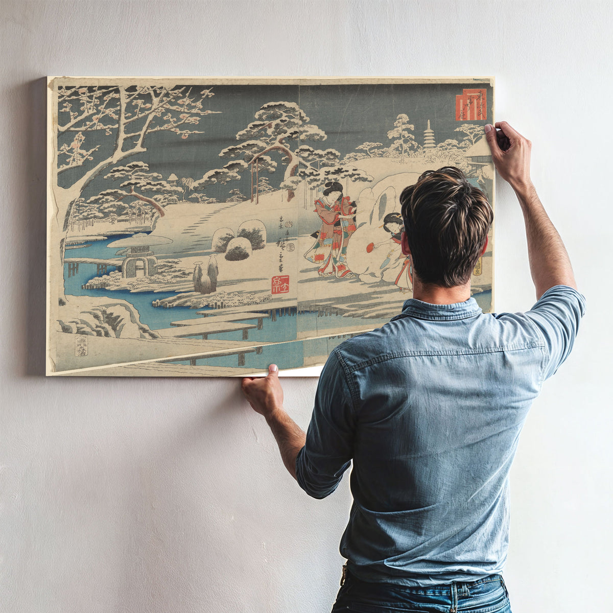 Three Women Making Snow Rabbit a By Utagawa Hiroshige