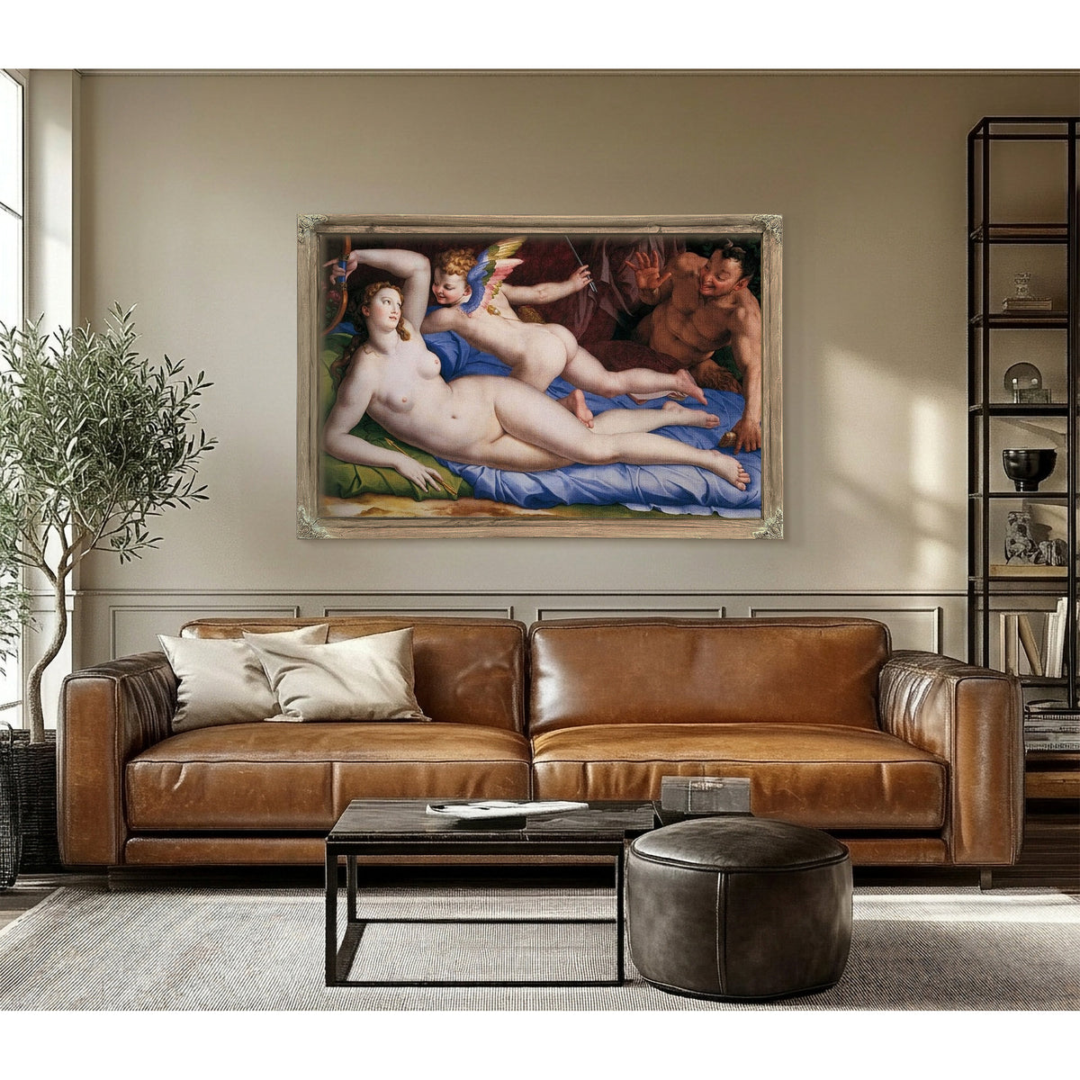 Venus Cupid And Satyr 1553 1554 Oil On Panel 135X231Cm Rome Galleria Colonna By Agnolo Bronzino
