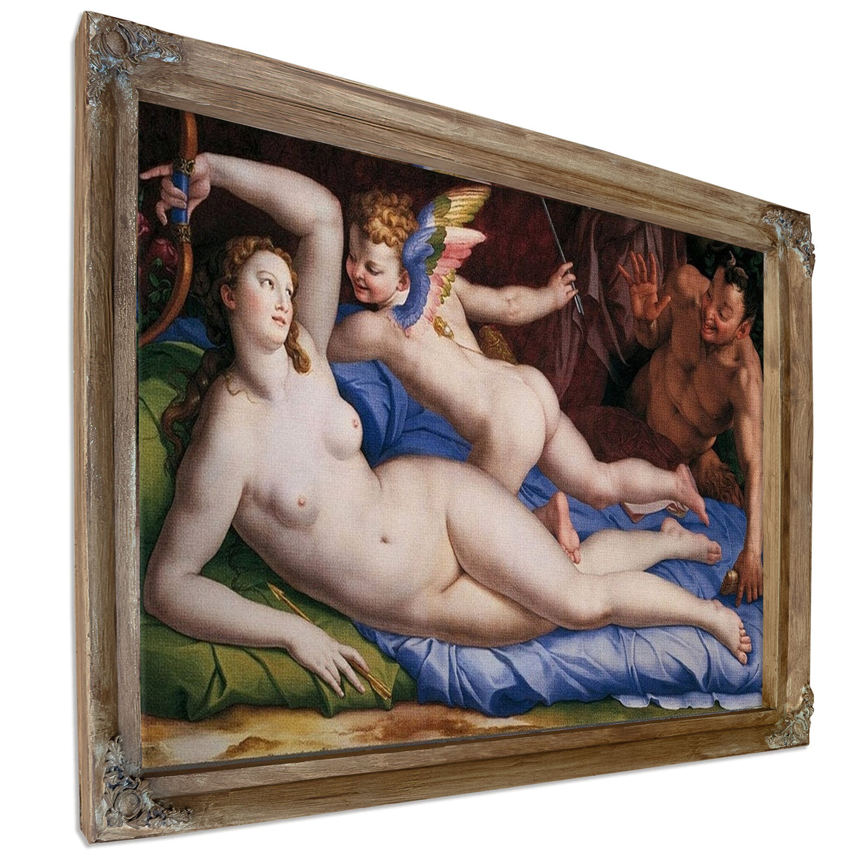Venus Cupid And Satyr 1553 1554 Oil On Panel 135X231Cm Rome Galleria Colonna By Agnolo Bronzino