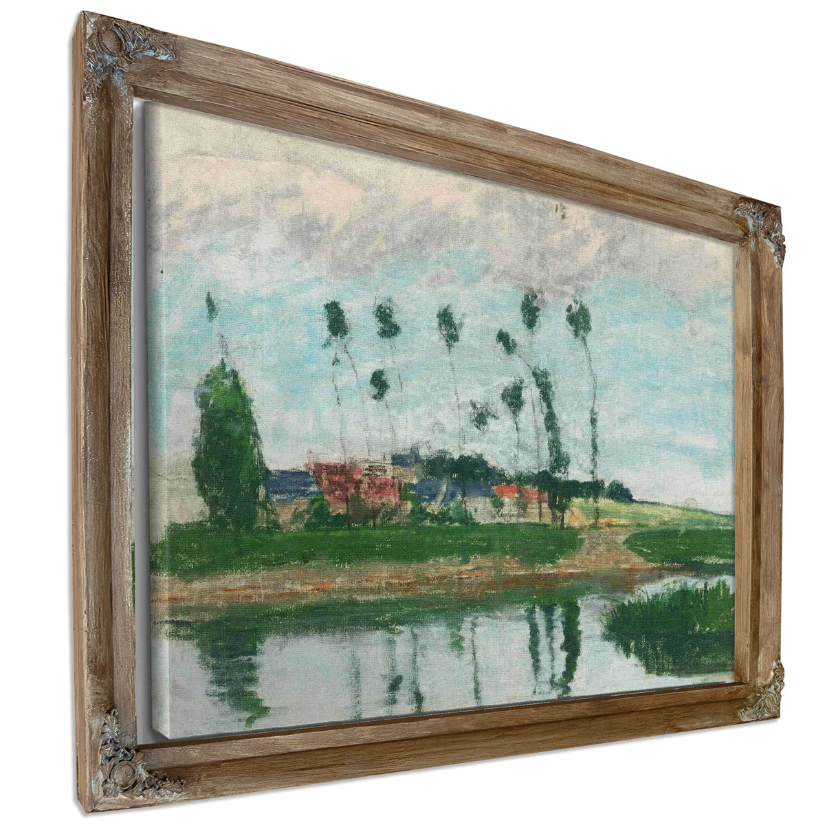 Village Au Bord Dun Etang by Camille Pissarro
