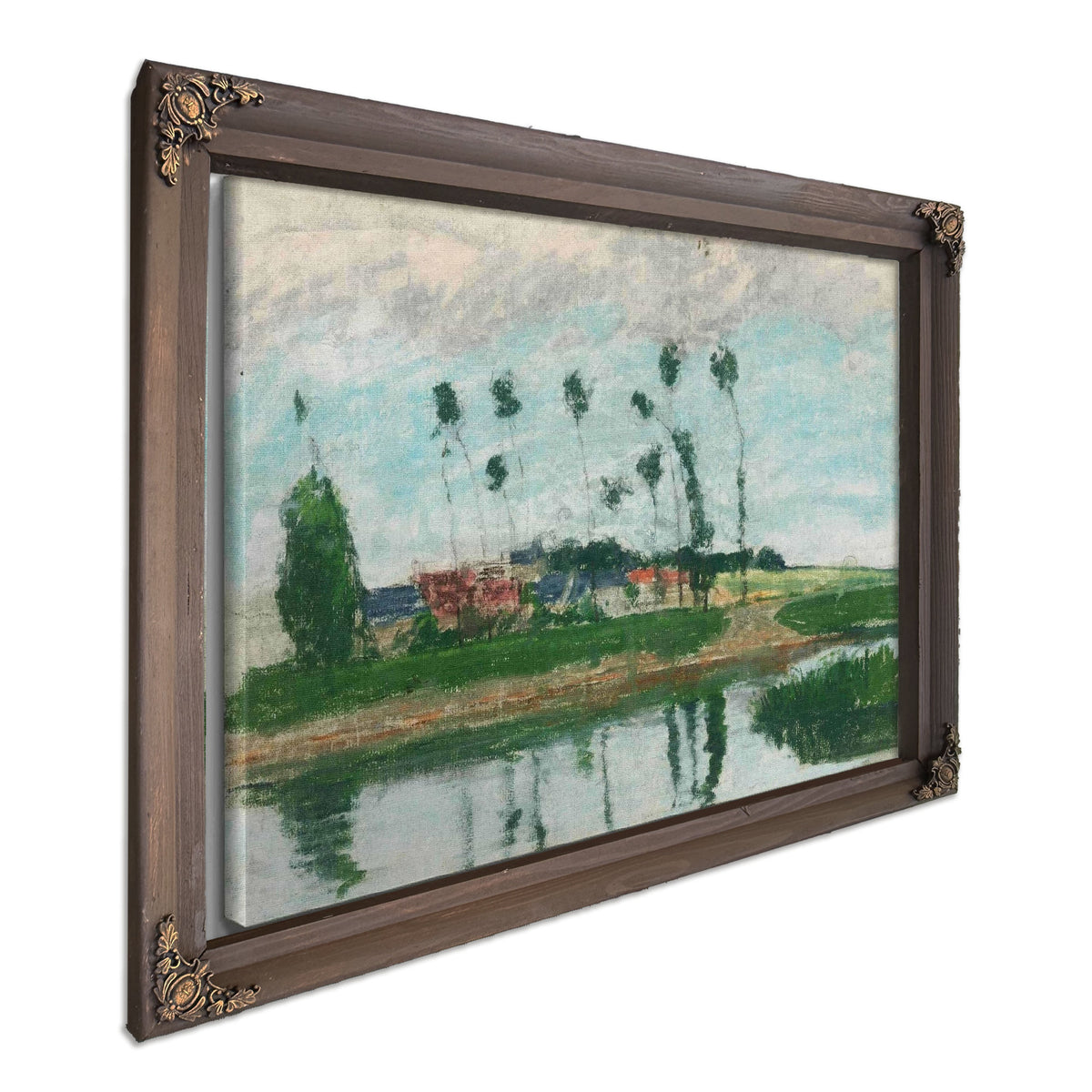 Village Au Bord Dun Etang by Camille Pissarro