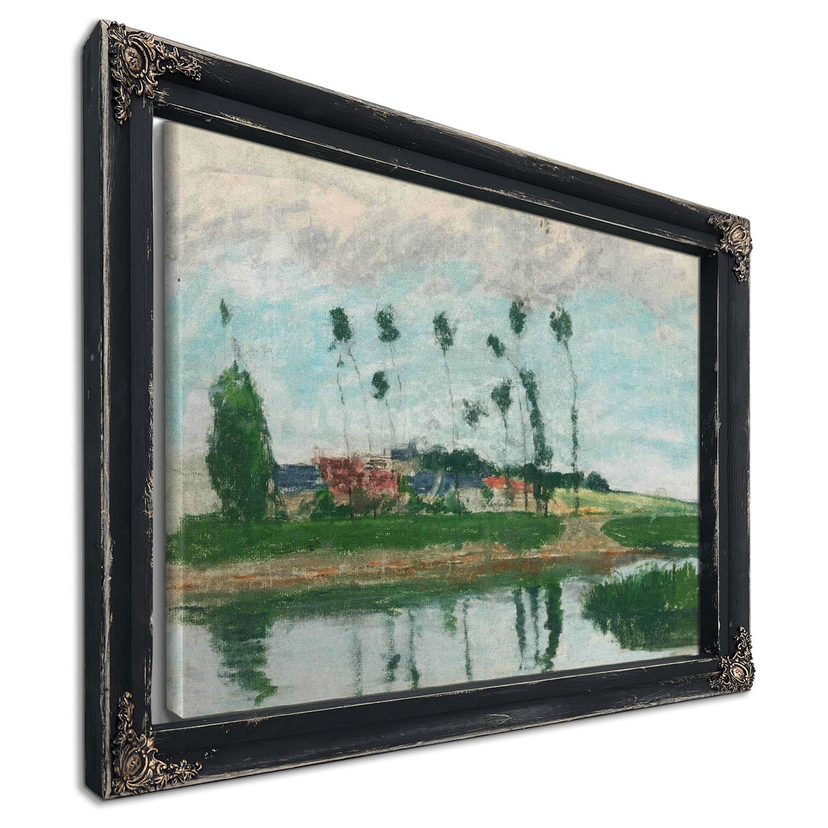 Village Au Bord Dun Etang by Camille Pissarro