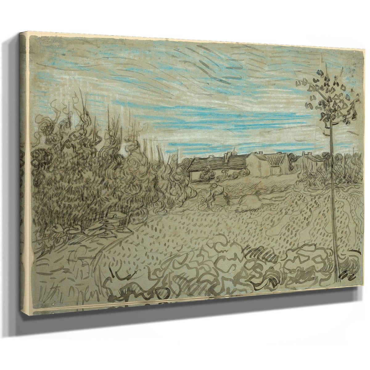Cottages a Woman Working the Middle By Vincent van Gogh