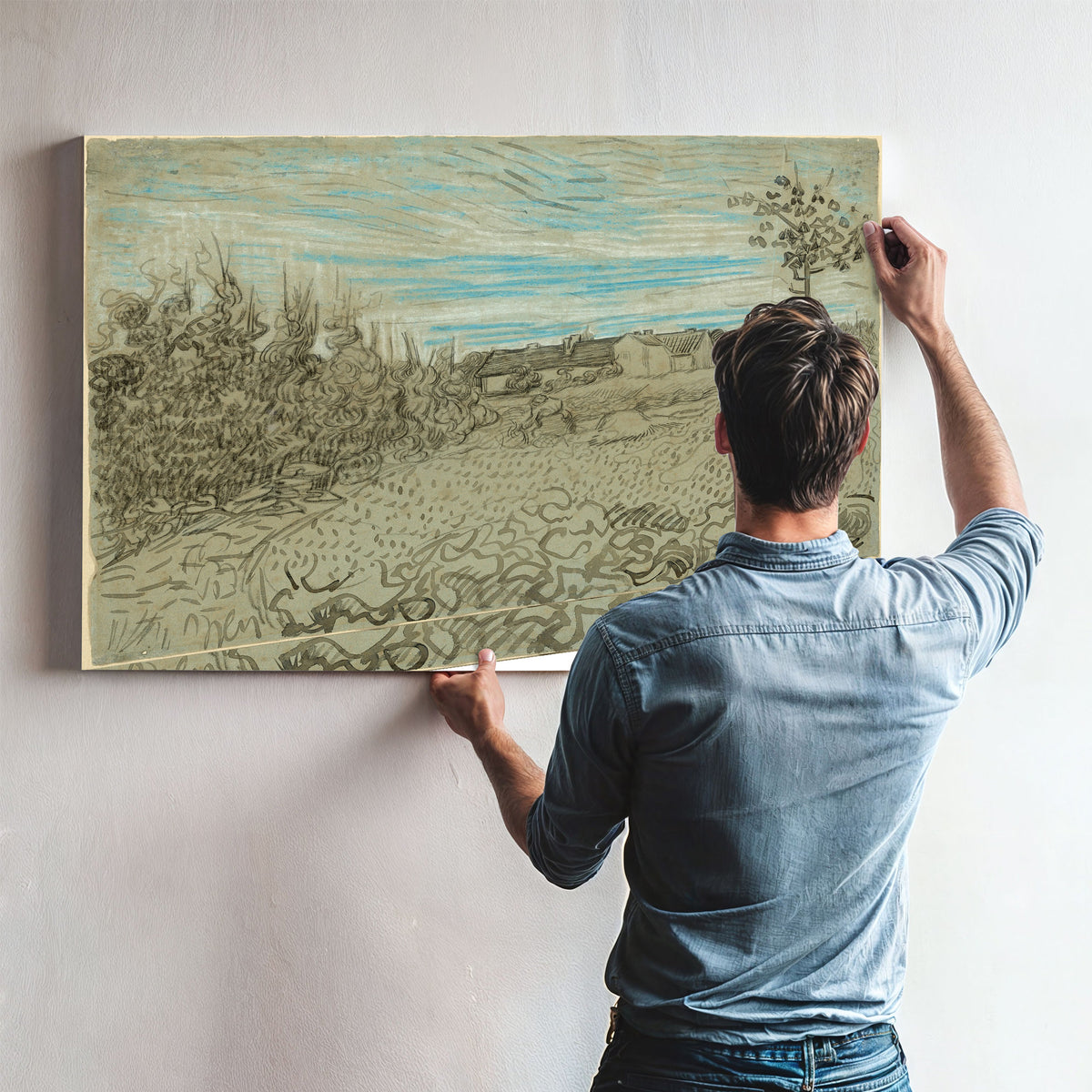 Cottages a Woman Working the Middle By Vincent van Gogh