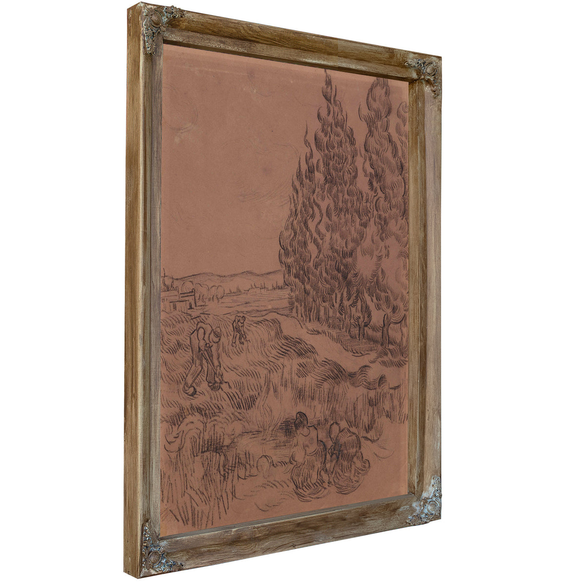 Cypresses Four People Working the By Vincent van Gogh