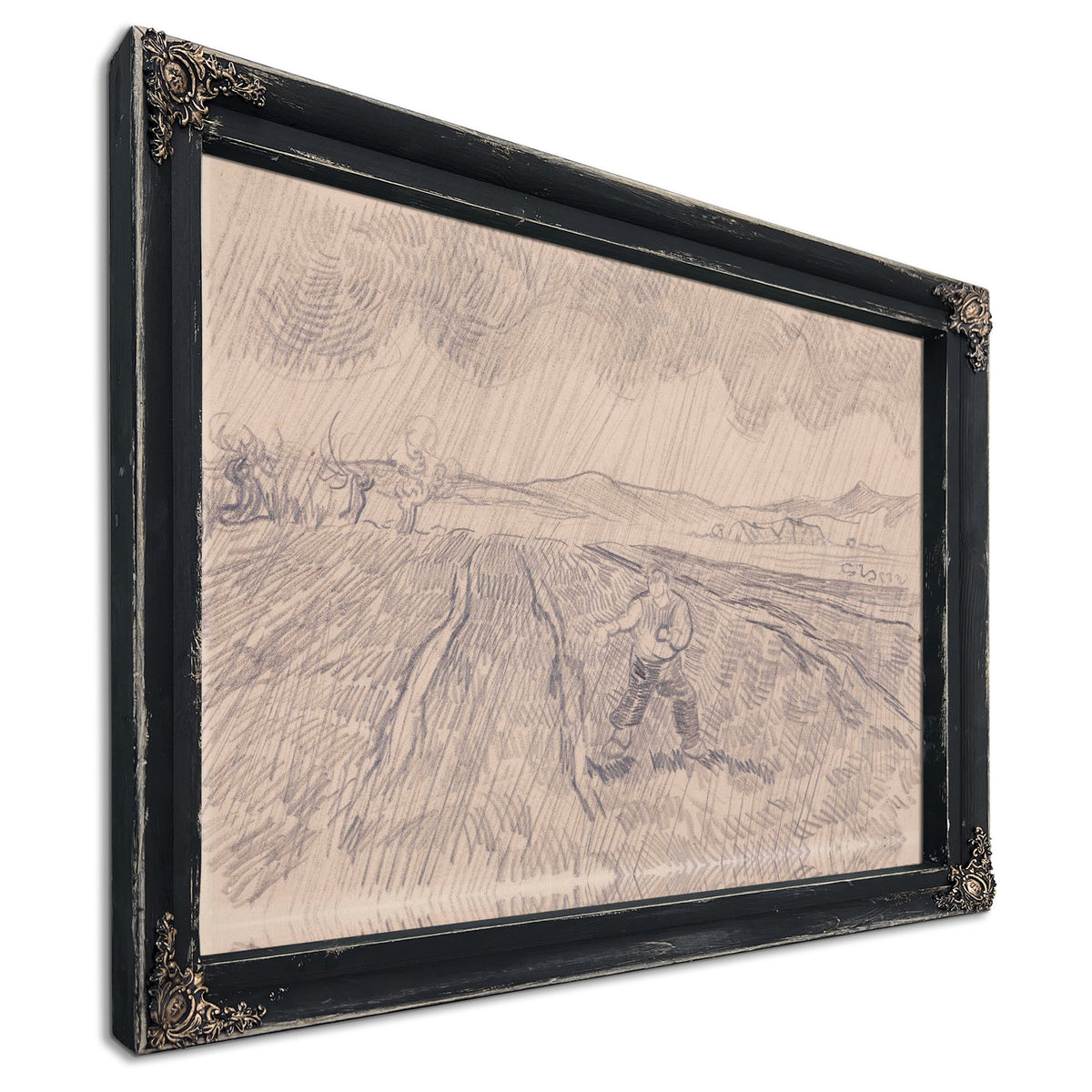 Enclosed Field a Sower the Rain 1890 By Vincent van Gogh