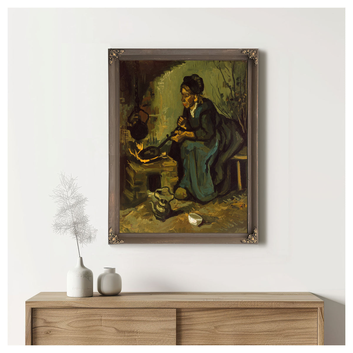 Peasant Woman Cooking a Fireplace 1885 By Vincent van Gogh