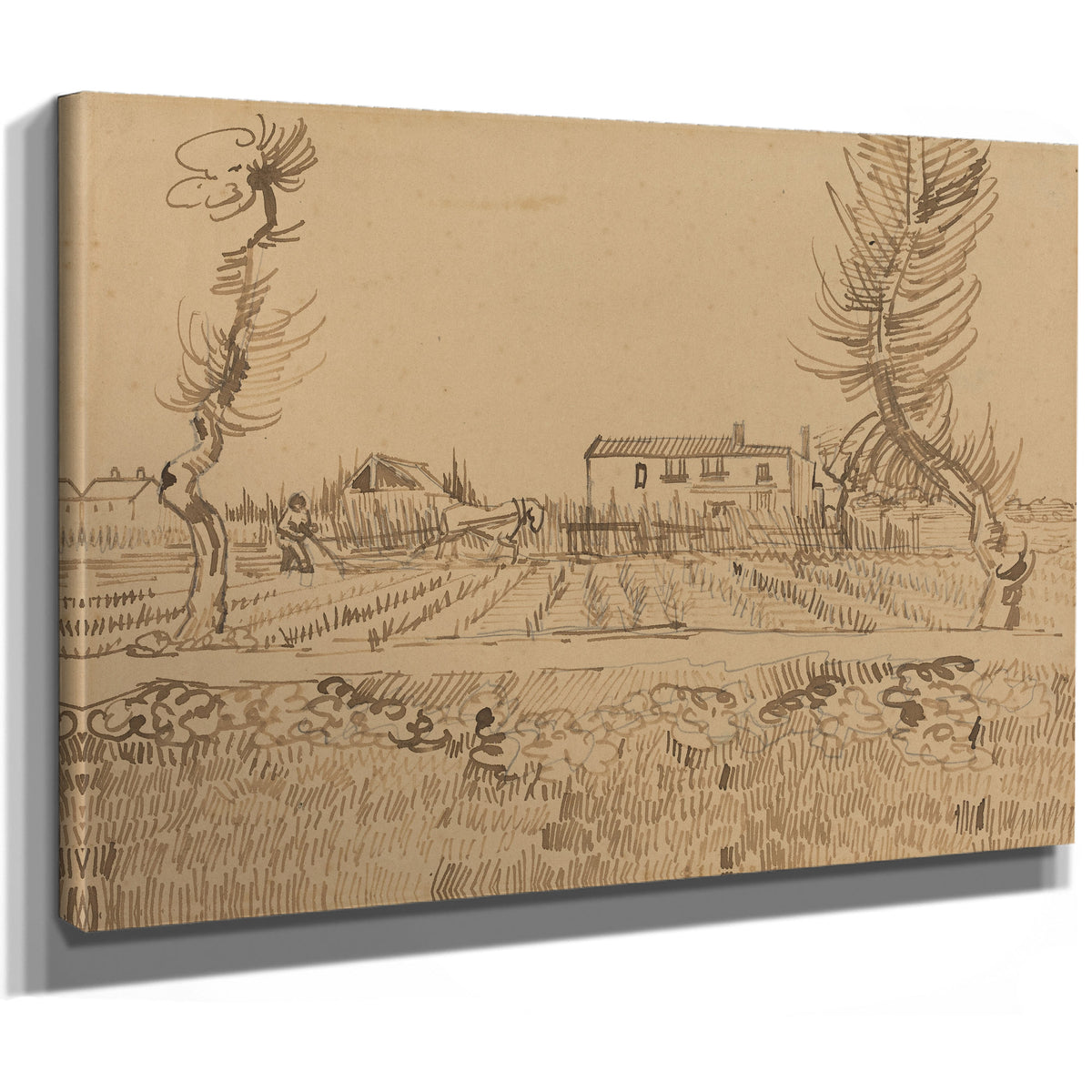 Ploughman the Fields Near Arles 1888 By Vincent van Gogh