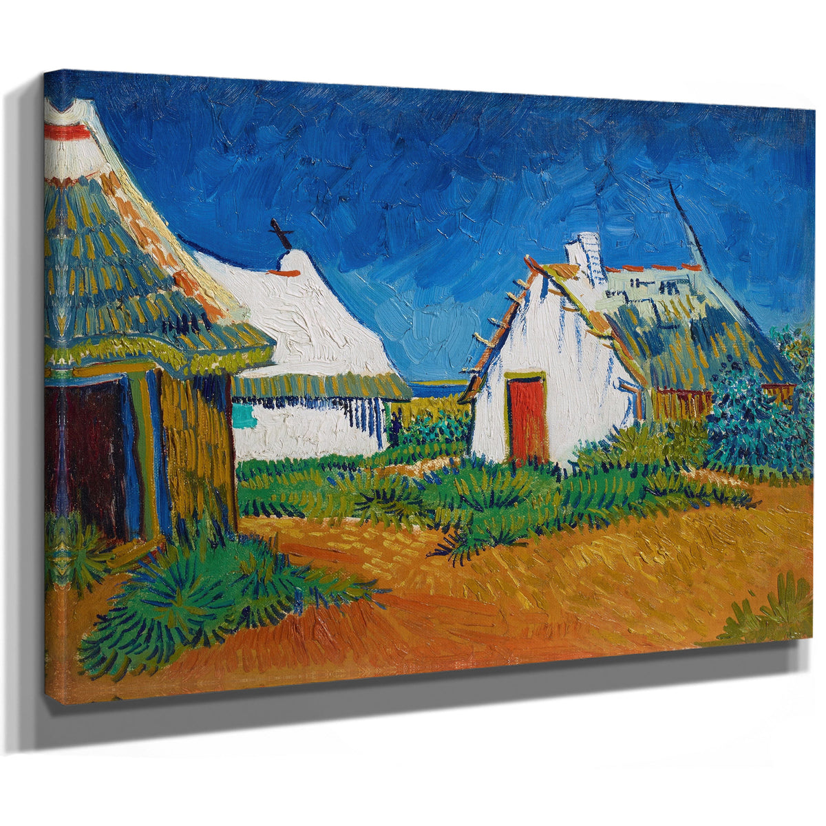 Three White Cottages Saintes Maries By Vincent van Gogh