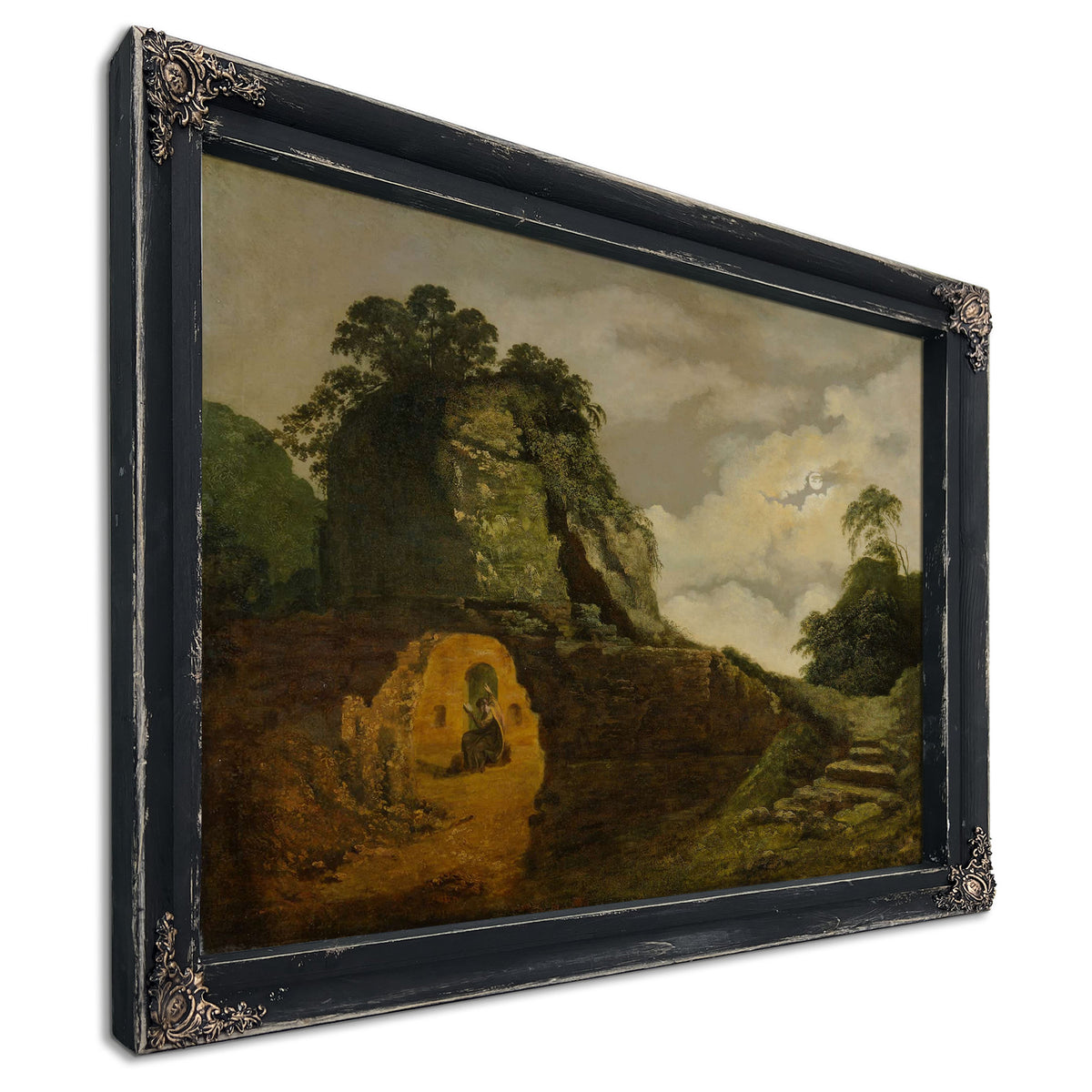 Virgils Tomb By Moonlight With Silius Italicus by Joseph Wright Of Derby