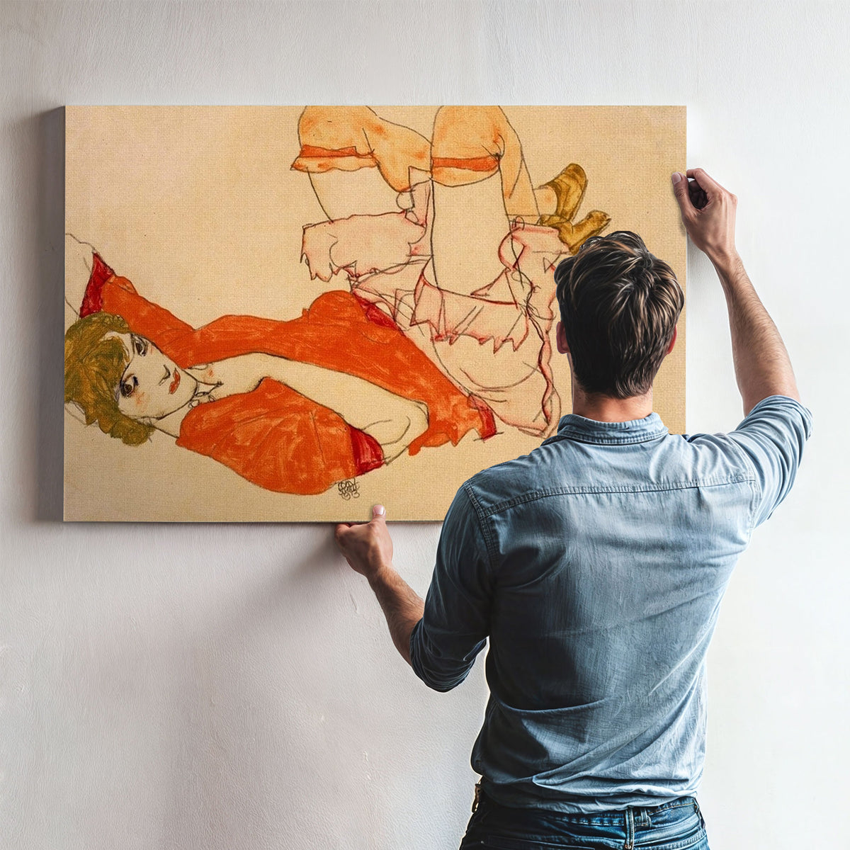 Wally In Red Blouse With Raised Knees 1913 Watercolor Gouache 31X47Cm Pc By Egon Schiele