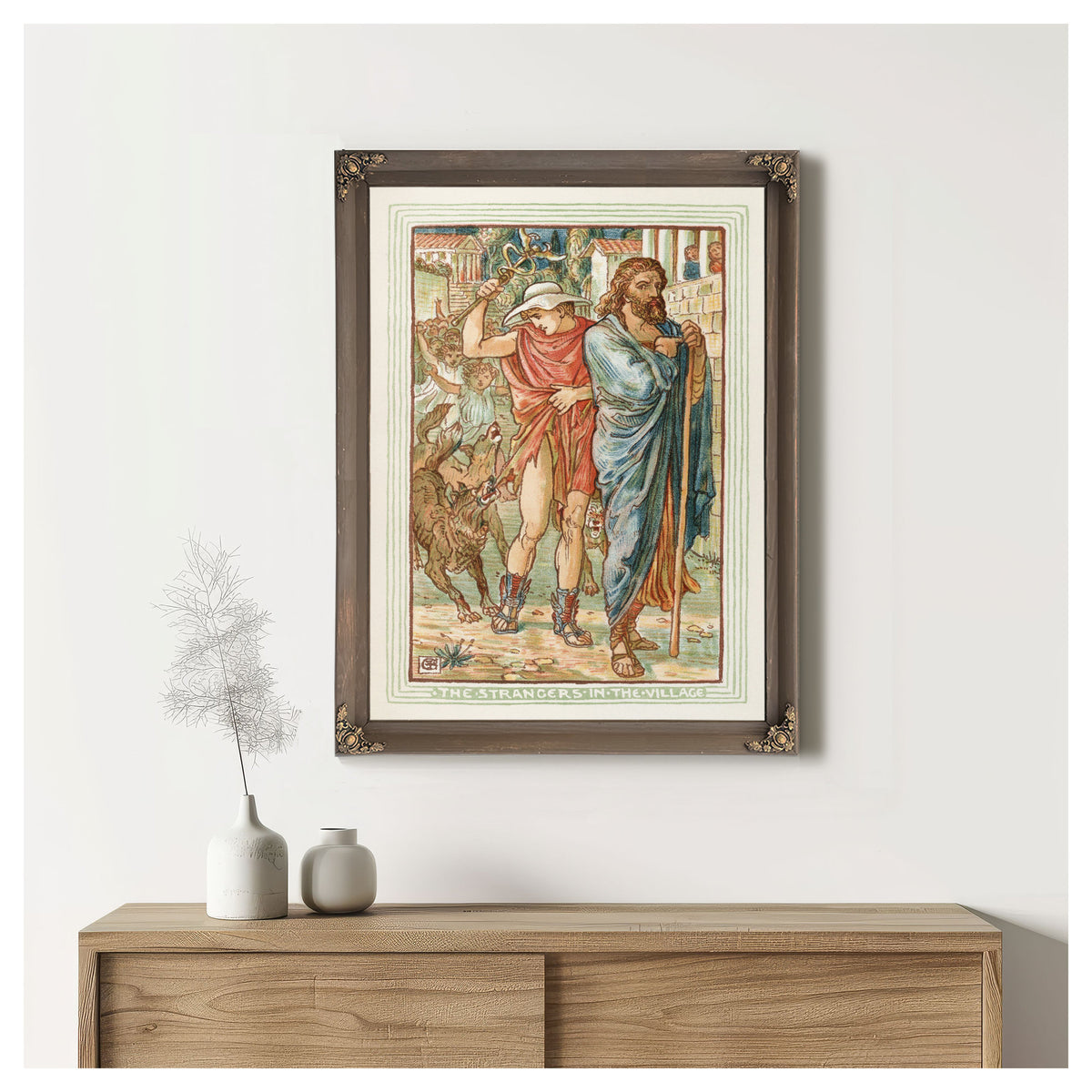 The Strangers the Village 1893 By Walter Crane
