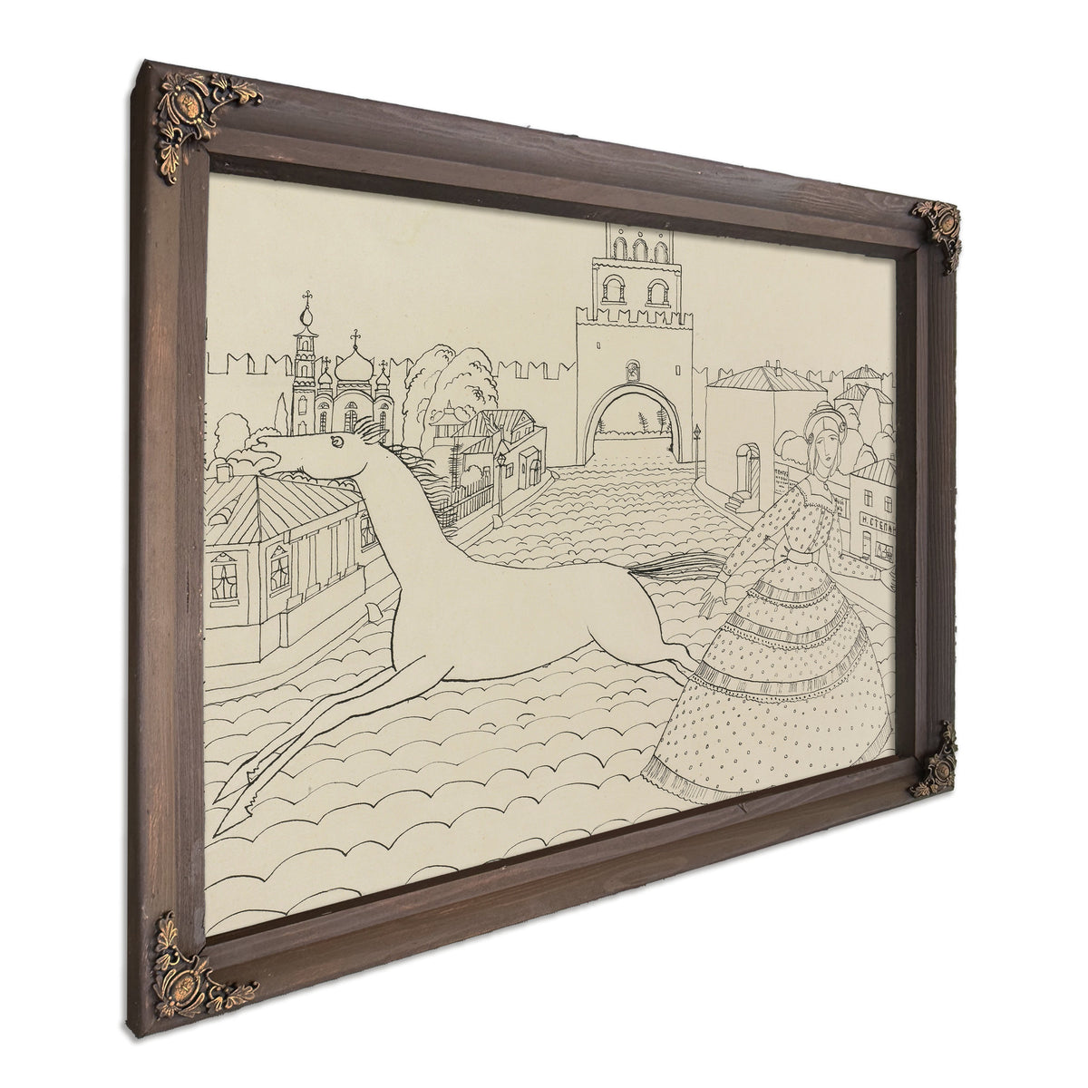 Zeichnung Mit Gruner Dame Drawing with By Wassily Kandinsky