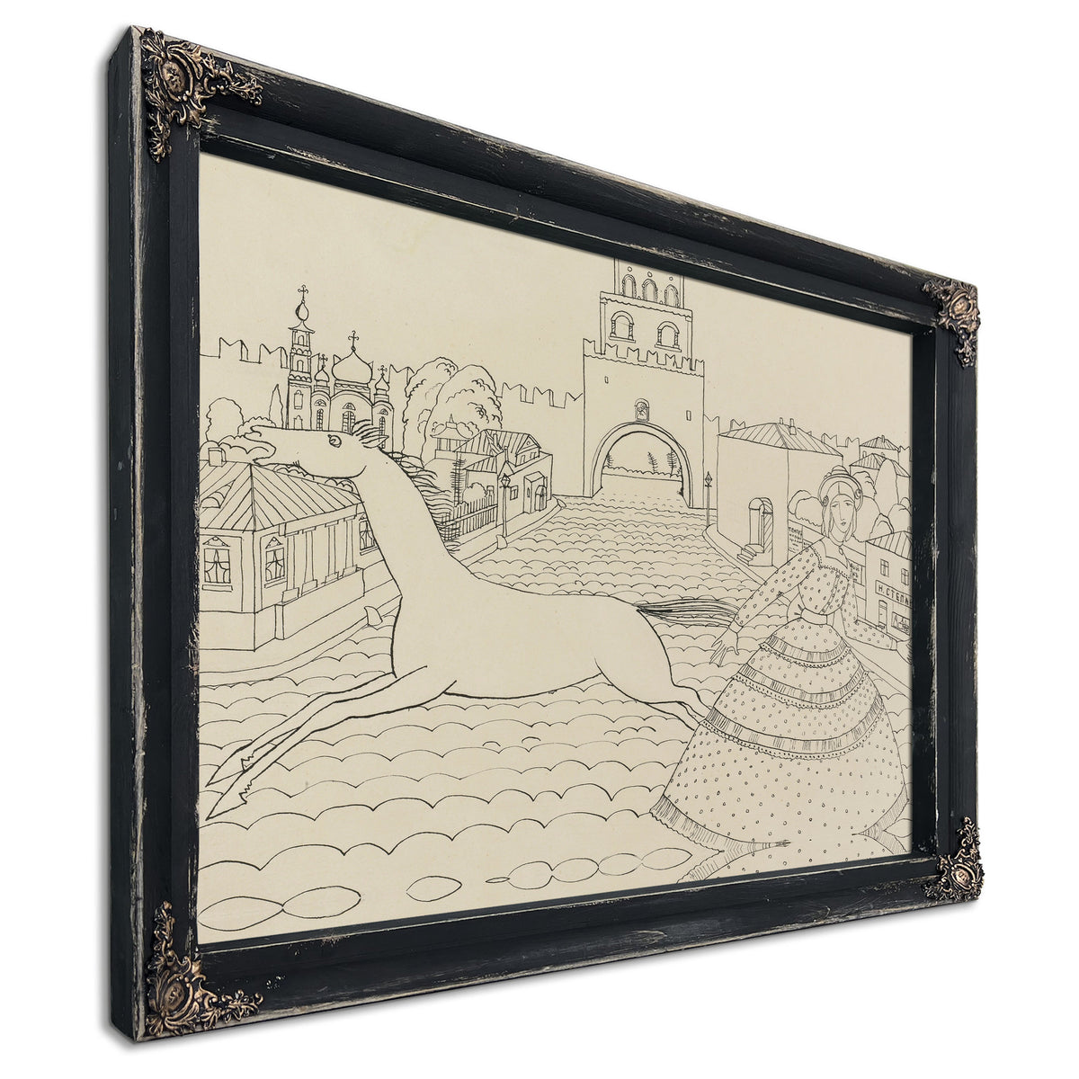 Zeichnung Mit Gruner Dame Drawing with By Wassily Kandinsky