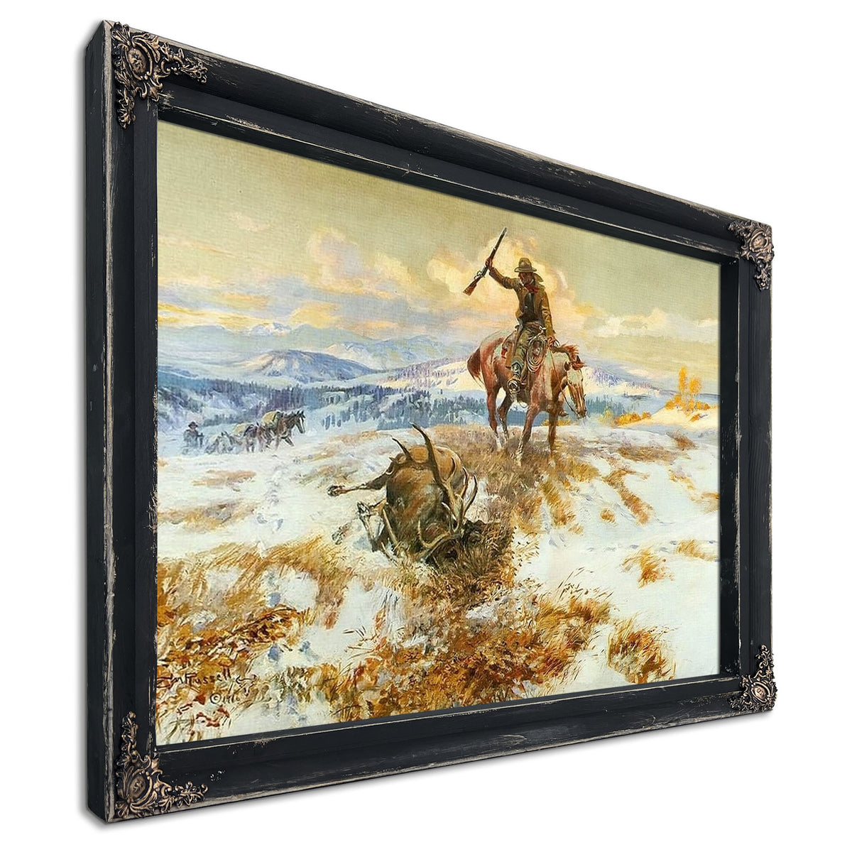 Where Tracks Spell Meat By Charles Marion Russell Fine Art Print