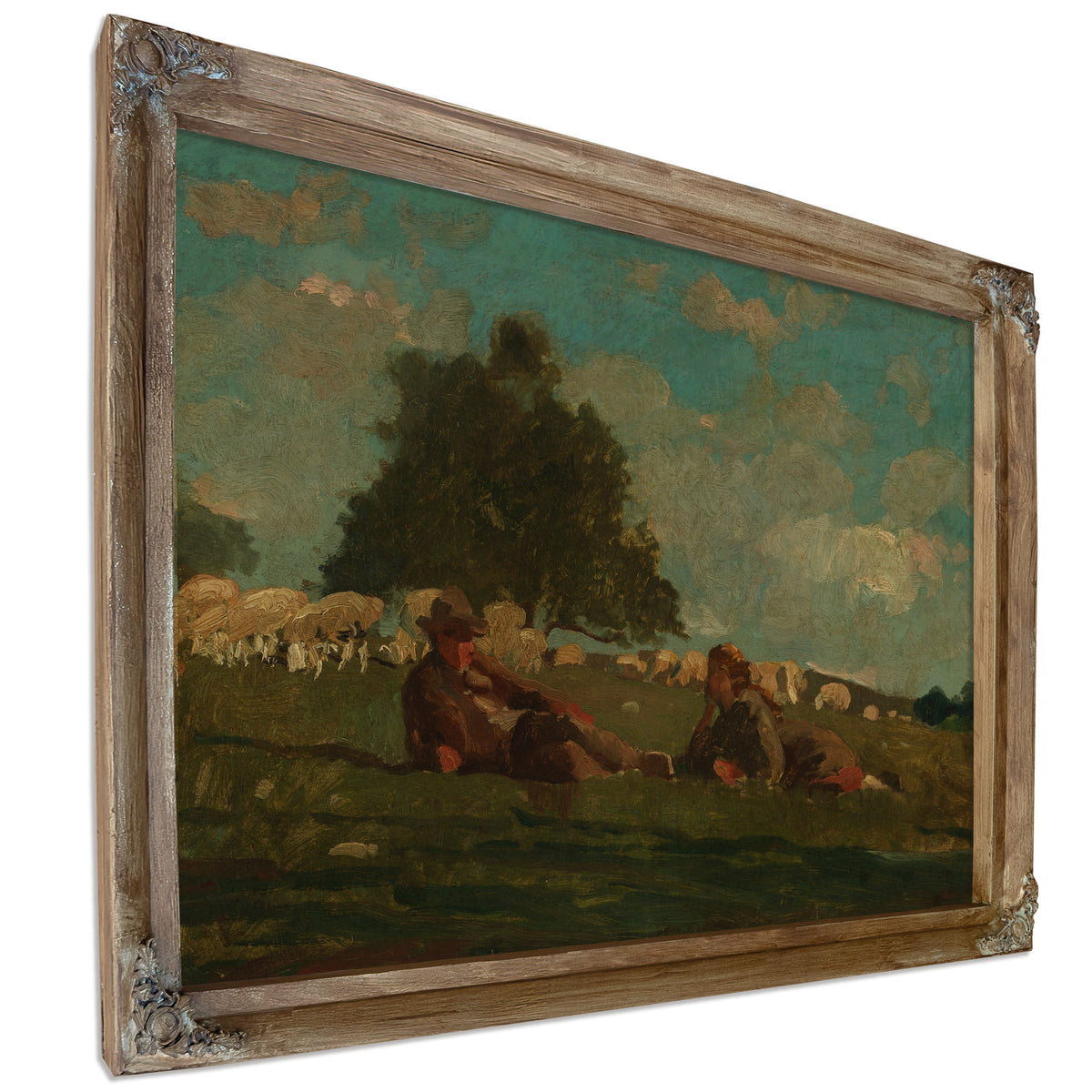 Boy Girl a Field Sheep 1878 By Winslow Homer