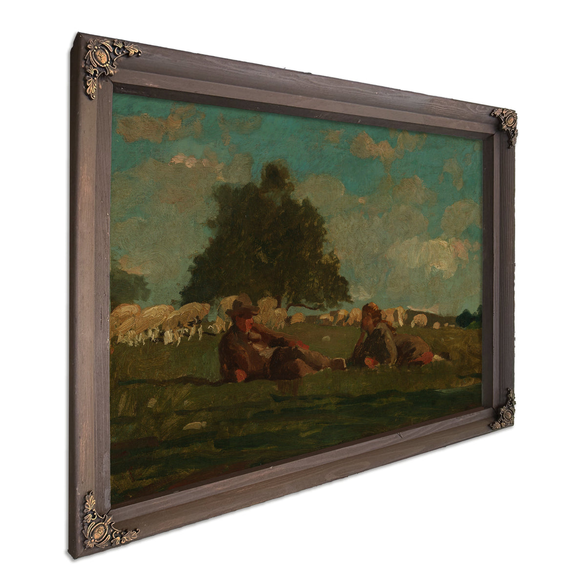Boy Girl a Field Sheep 1878 By Winslow Homer
