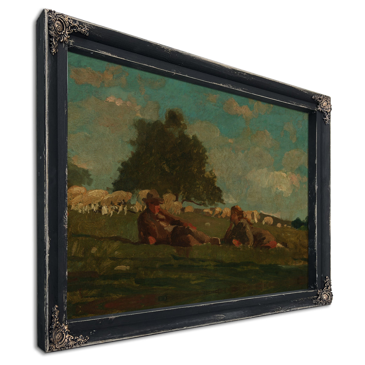 Boy Girl a Field Sheep 1878 By Winslow Homer