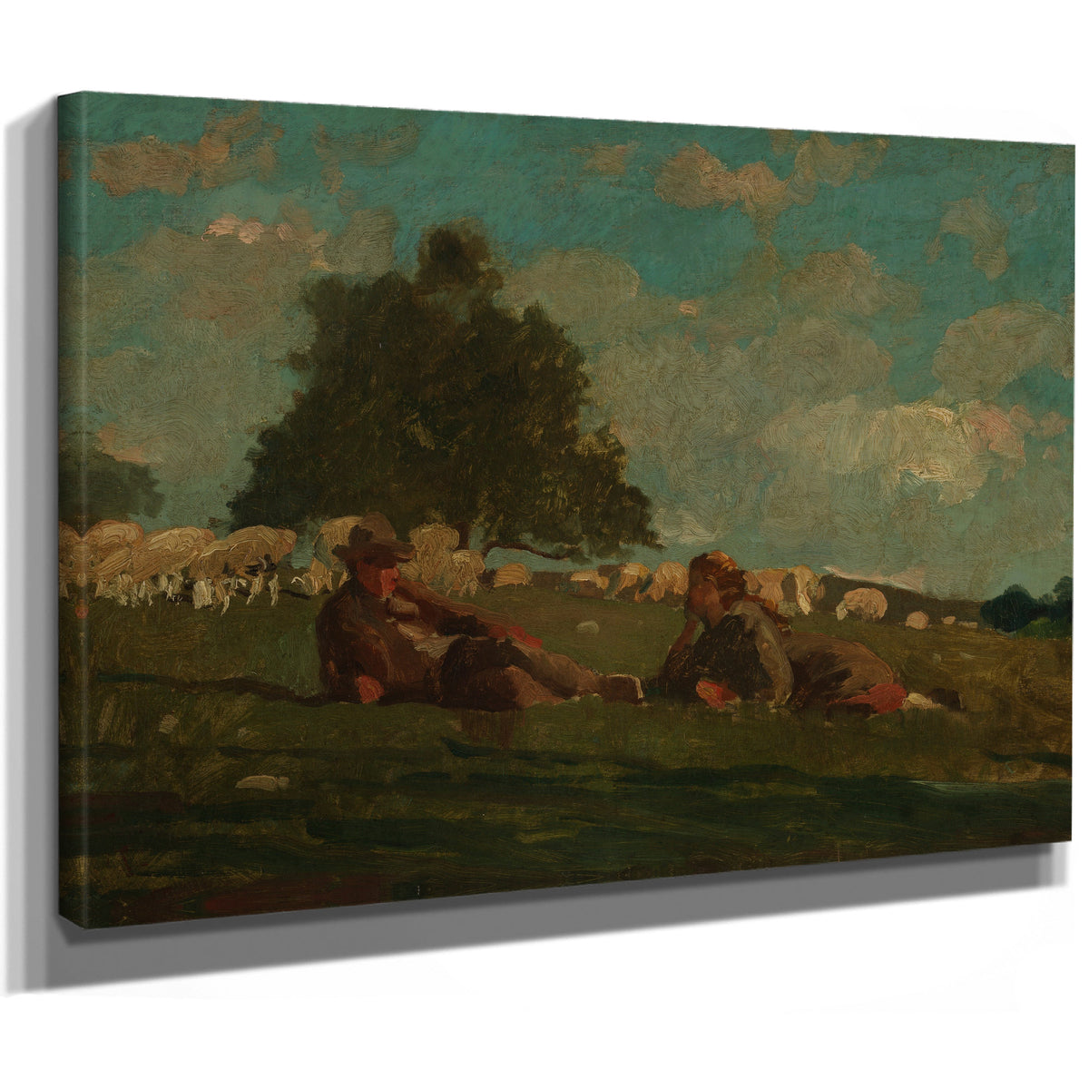 Boy Girl a Field Sheep 1878 By Winslow Homer