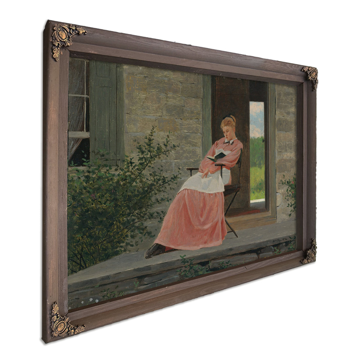 Girl Reading a Stone Porch 1872 By Winslow Homer