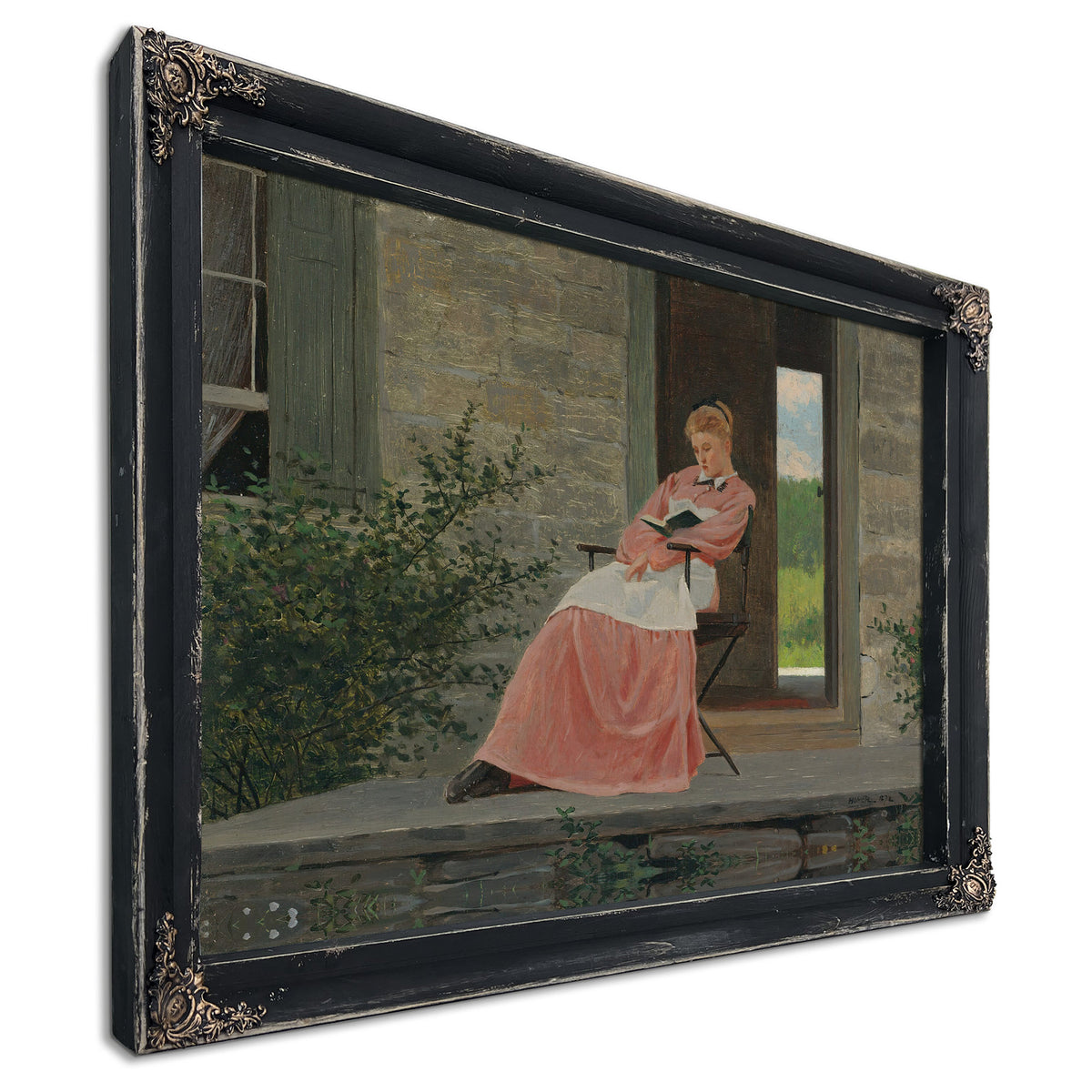 Girl Reading a Stone Porch 1872 By Winslow Homer