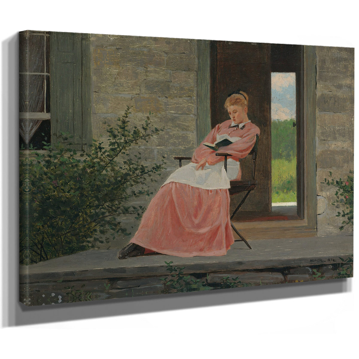 Girl Reading a Stone Porch 1872 By Winslow Homer