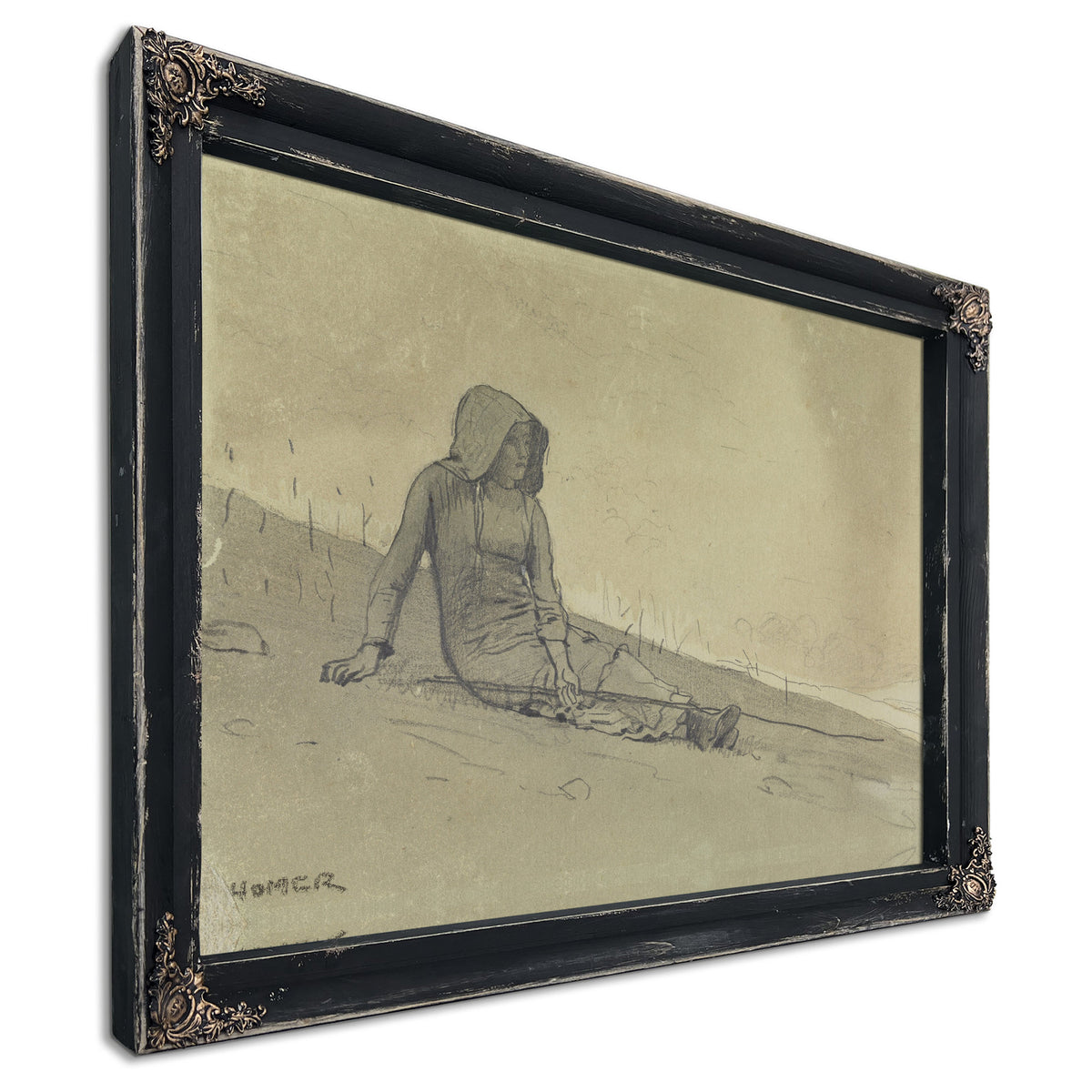 Girl Seated a Hillside 1878 By Winslow Homer