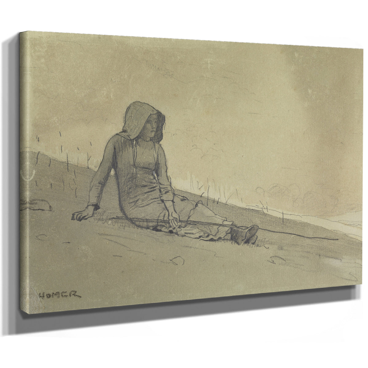 Girl Seated a Hillside 1878 By Winslow Homer