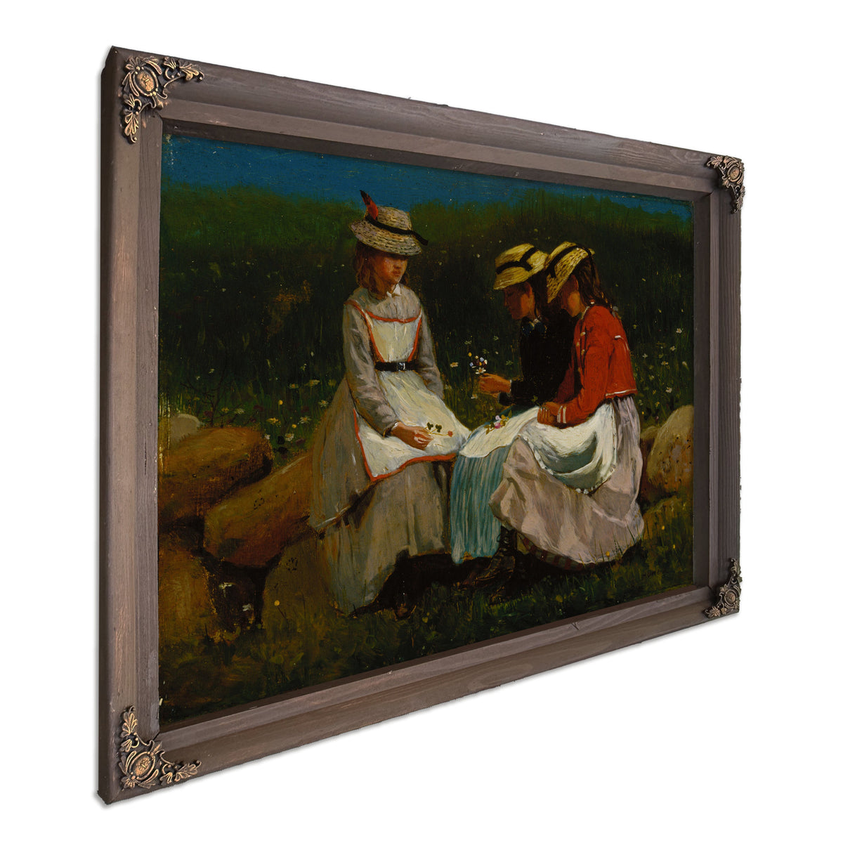 Girls a Landscape Circa 1873 By Winslow Homer
